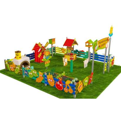 Игровая развивающая площадка Фермерский дворик из экопластика и нержавеющей стали Оптима 3 (2)_1