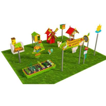 Игровая развивающая площадка Фермерский дворик из экопластика и нержавеющей стали Профи 1 (1)_1