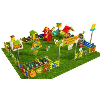 Игровая развивающая площадка Фермерский дворик из экопластика и нержавеющей стали Профи 2 (1)_1