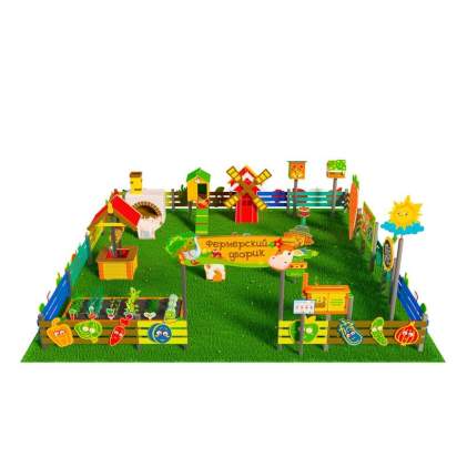 Игровая развивающая площадка Фермерский дворик из экопластика и нержавеющей стали Классик 3 (1)_1