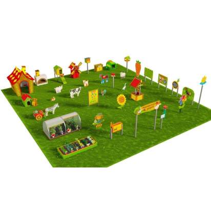 Игровая развивающая площадка Фермерский дворик из экопластика и нержавеющей стали Премиум 1 (1)_1