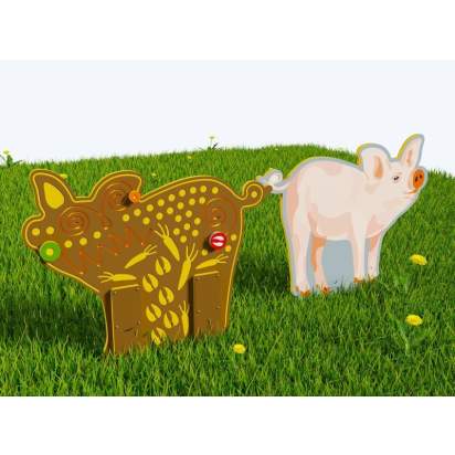 Двусторонний модуль с сенсорными элементами Тактильный топиарий Свинка_1