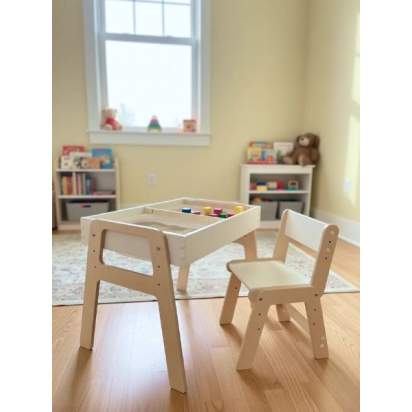 Комплект для творчества СТОЛИК + СТУЛЬЧИК+КОНТЕЙНЕРЫ, лак белый2_1