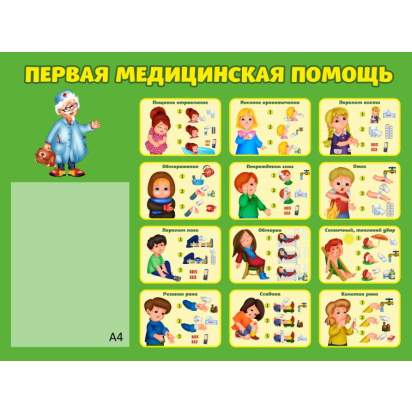 Стенд «Первая медицинская помощь» 80х60 см. (БЗ00001)_1