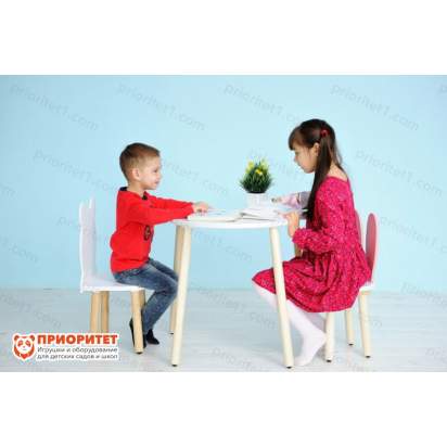Стол и стул белый Мишка для мальчиков и девочек