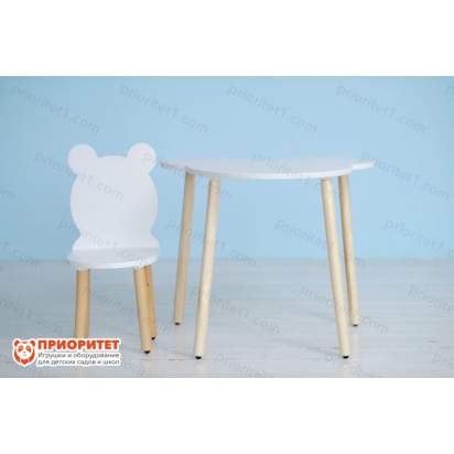 Стол и стул белый Мишка для детей