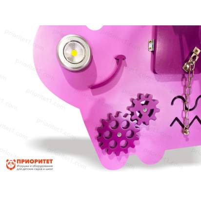 Бизиборд «Сиреневый бегемот» с лампочкой