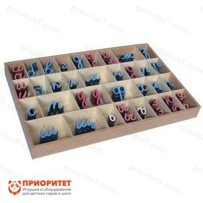 Игровой набор Монтессори «Малый подвижный алфавит. Прописные, наклонные»