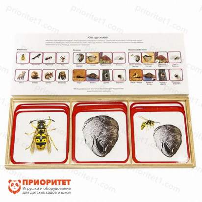 Комплект карточек Монтессори «Кто где живет»