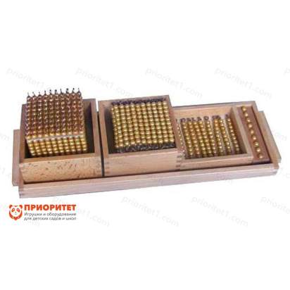 Материал Монтессори из золотых бусин «Знакомство с десятичной системой»
