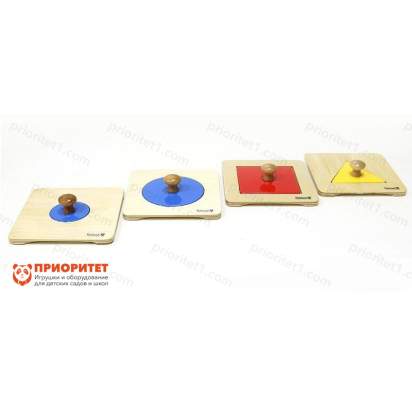 Геометрические пазлы Монтессори треугольник, квадрат и два круга