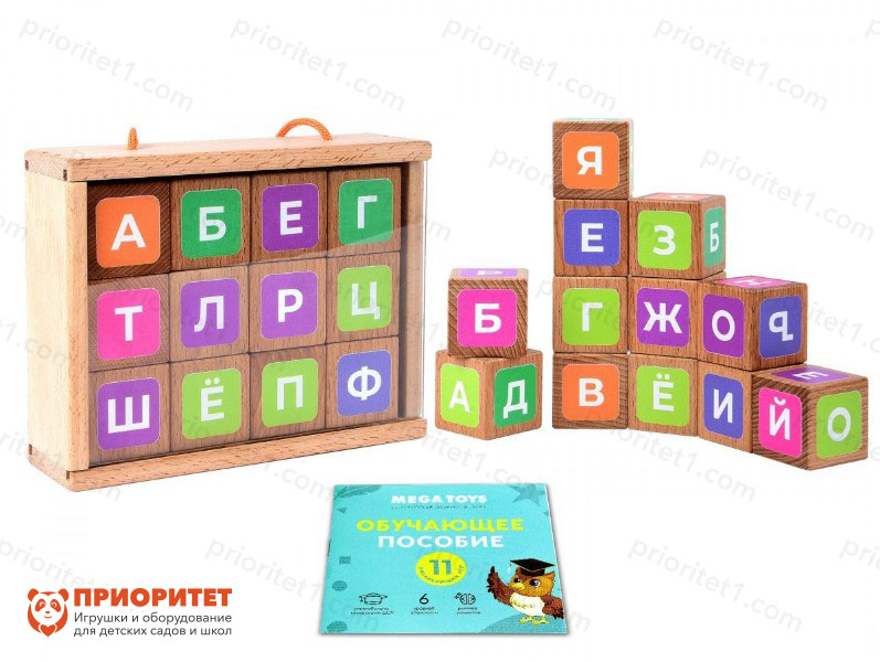 Набор деревянных кубиков с буквами (12 шт)