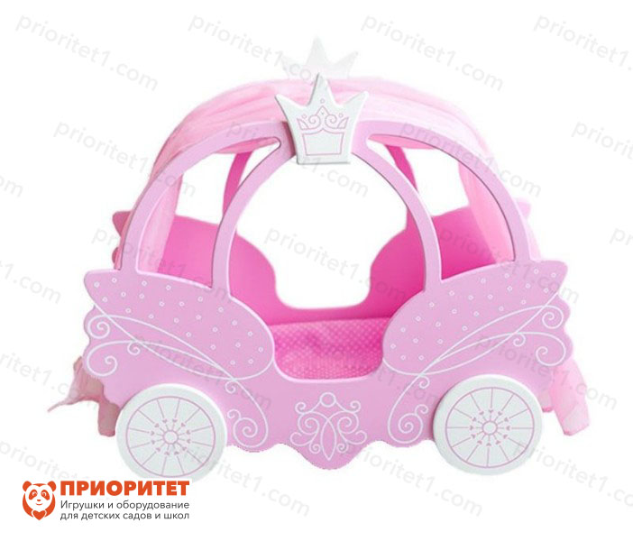 Кроватка для кукол «Карета» розовая