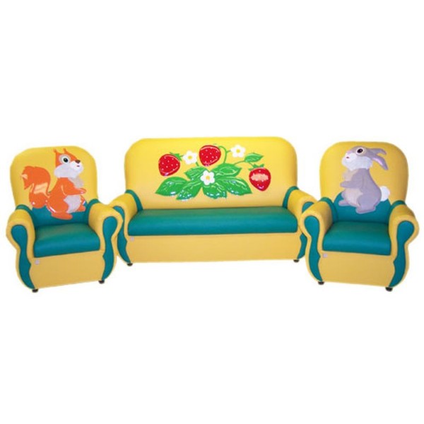 Набор мягкой мебели «Полянка» желто-зеленый