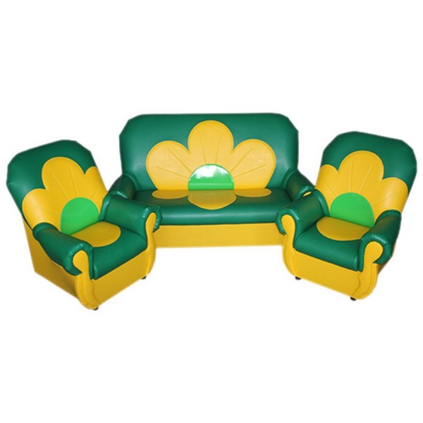 Набор мягкой мебели «Цветок» зелено-желтый