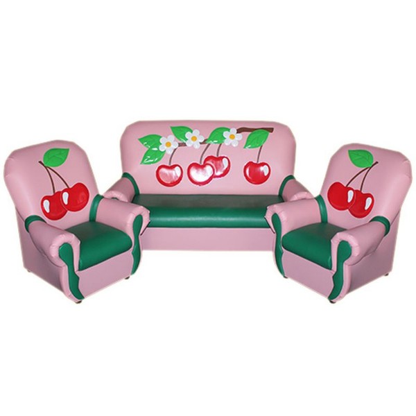 Набор мягкой мебели «Вишенки» розово-зеленый