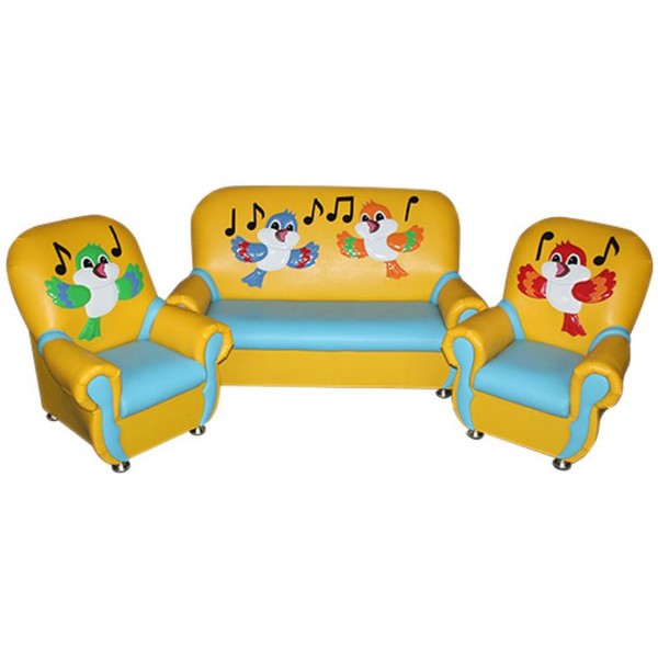 Набор мягкой мебели «Песенка» желто-голубой