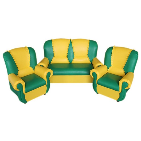 Набор мягкой мебели «Бусинка с рюшами» зелено-желтый