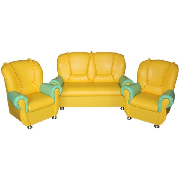 Набор мягкой мебели «Бусинка с рюшами» салатово-желтый