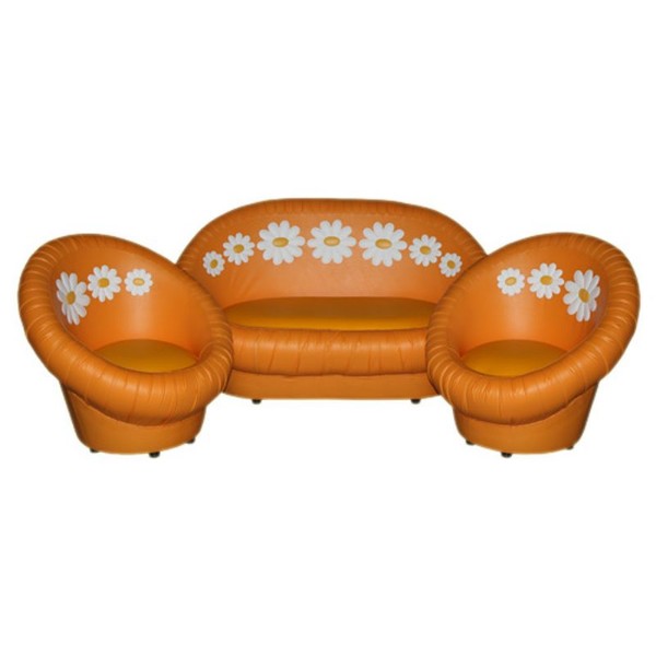 Набор мягкой мебели «Ромашки» оранжевый