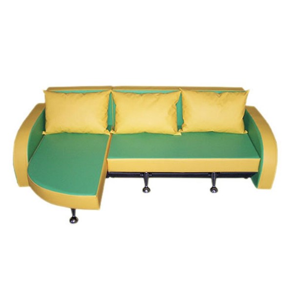 Мягкий диван раскладной салатово-желтый