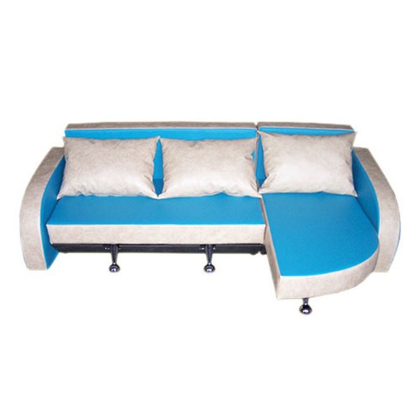 Мягкий диван раскладной голубо-бежевый