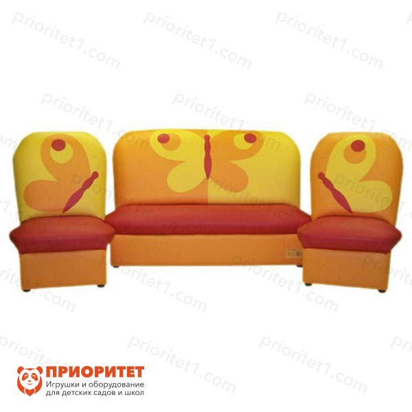 Набор мягкой мебели «Бабочка» оранжево-желтый