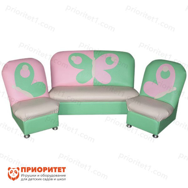 Набор мягкой мебели «Бабочка» салатово-розовый