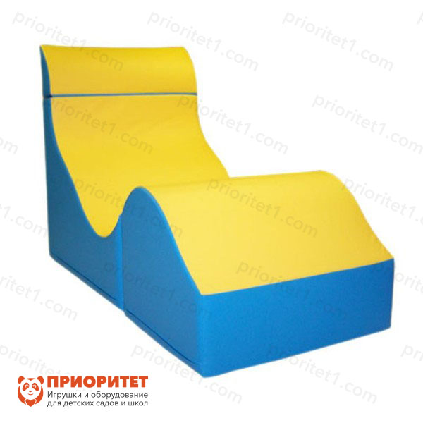 Кресло-кубик детское желто-голубое №1