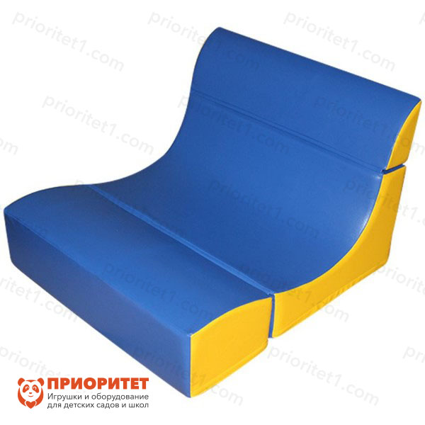 Кресло-куб детское широкое сине-желтое