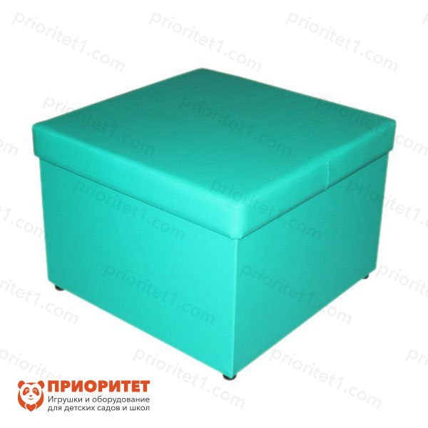 Пуф квадратный с ящиком для игрушек зеленый
