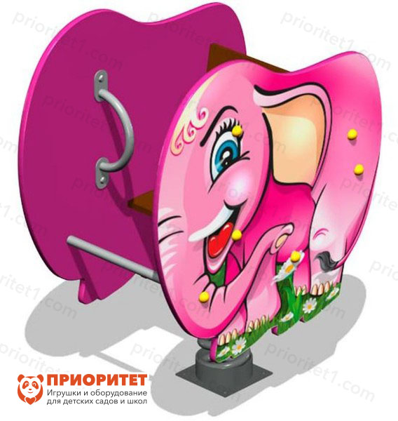 Качалка на пружине Слоник для детской площадки (розовый)
