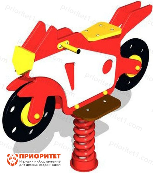 Качалка на пружине «Красный байк» для детской площадки
