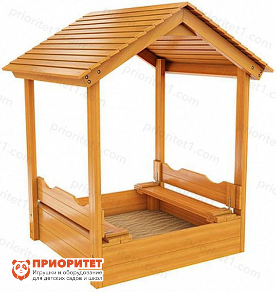 Детская деревянная песочница с крышей