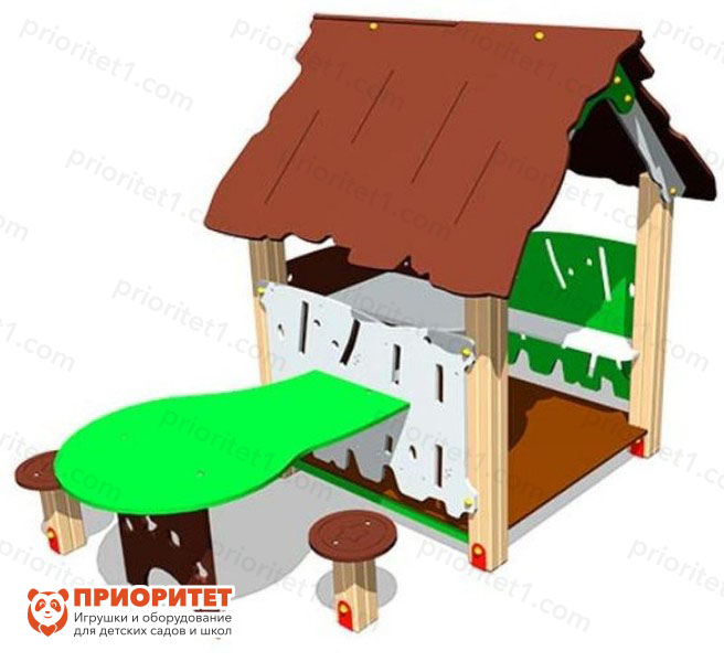 Домик «Хижина» со столиком для детской площадки