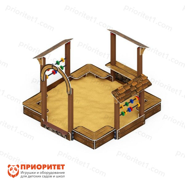 Песочный дворик с горкой (коричневый) для детской площадки