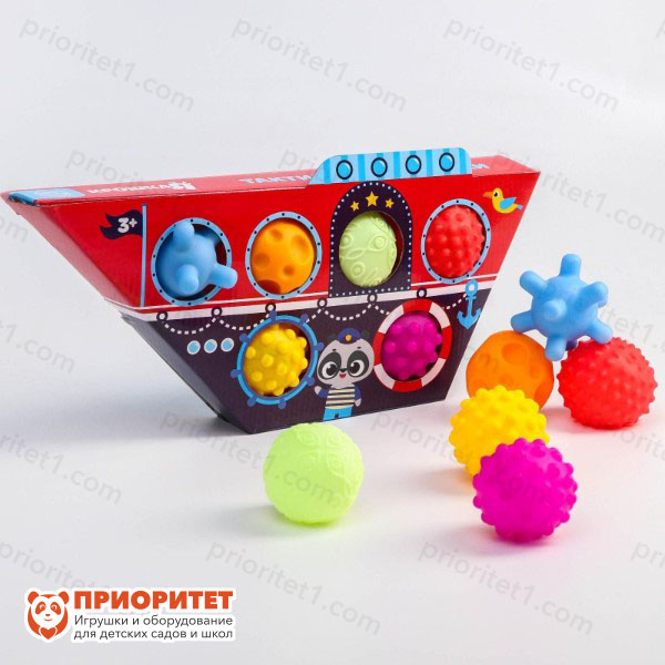 Подарочный набор сенсорных массажных развивающих мячиков «Лодка», 6 шт.