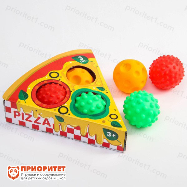 Подарочный набор сенсорных развивающих, массажных мячиков «Пицца», 3 шт.