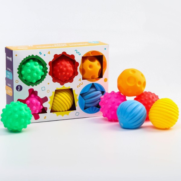 Подарочный набор сенсорных развивающих мячиков «Цвета и формы», 6 шт.