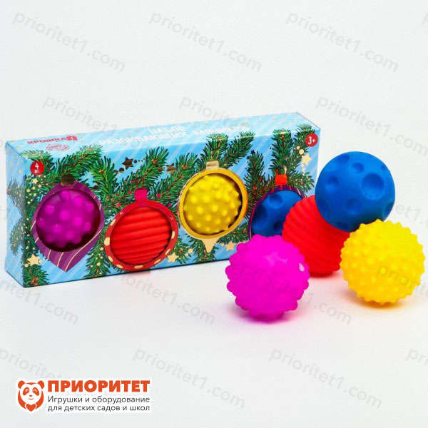 Подарочный набор развивающих сенсорных массажных мячиков «Сюрприз», 4 шт.
