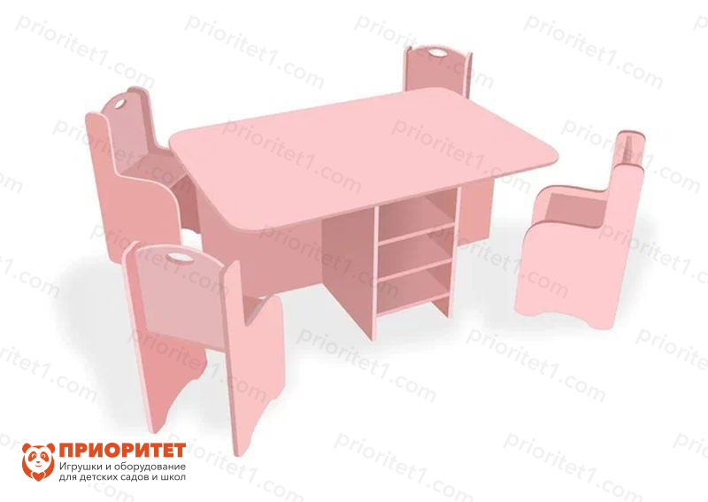 Игровой ландшафтный стол со стульями «Развитие» (розовый)