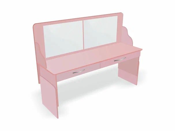 Стол логопеда с зеркалом и выдвижными ящиками «Лого-Плюс» розовый