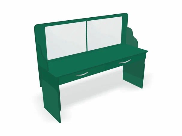 Стол логопеда с зеркалом и выдвижными ящиками «Лого-Плюс» зеленый