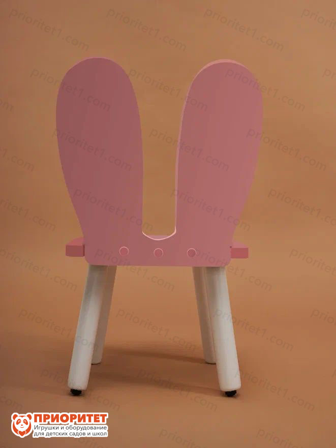 Стул «Ушки зайки» розовый (с белыми ножками)