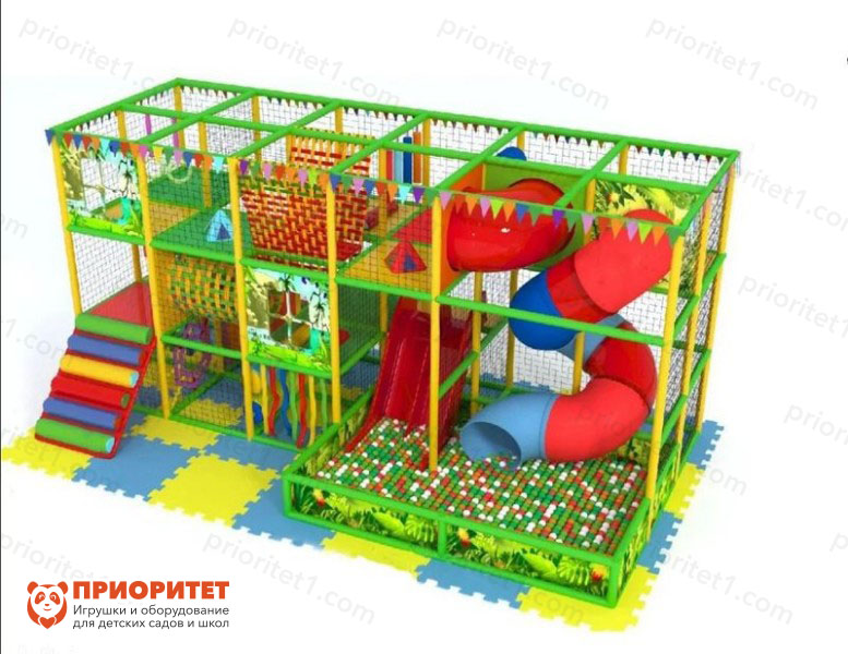 Детский игровой лабиринт Веселый домик (6,95х2,35х3,4м) + бассейн (2,5х1,15м)