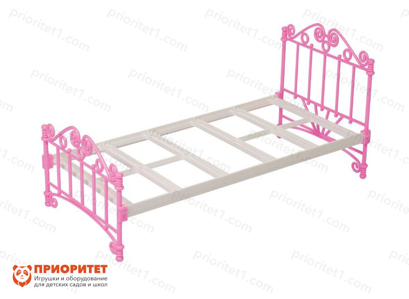 Кроватка для кукол розовая без постельного белья