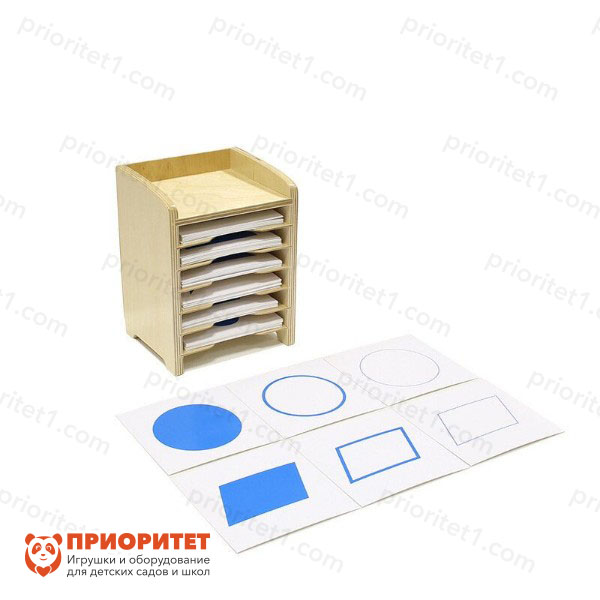 Шкафчик с карточками к геометрическому комоду Монтессори