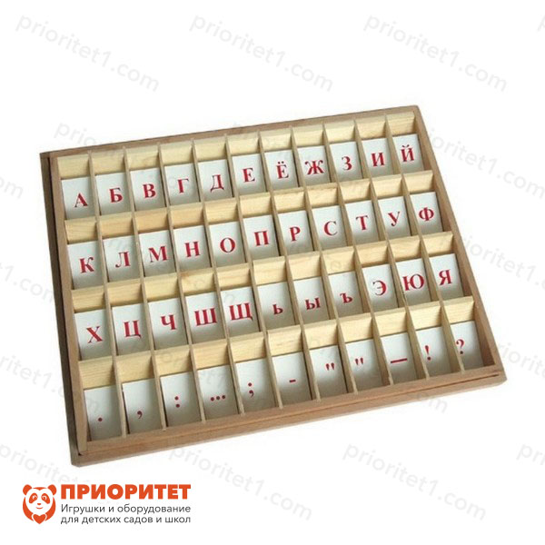 Игровой набор Монтессори «Печатный алфавит на пластиковых табличках» (красный)