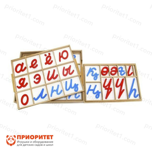 Игровой набор Монтессори «Казахский большой алфавит. Прописные, наклонные»
