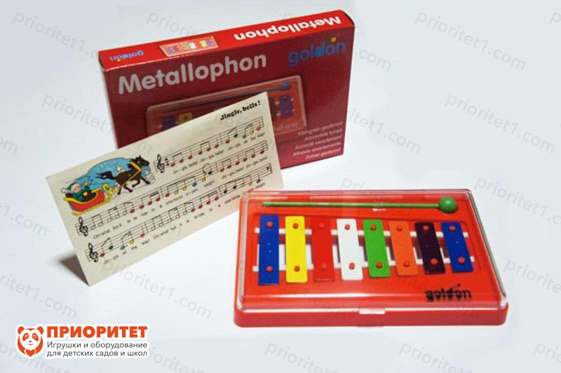 Металлофон 8 разноцветных нот (пластиковая подставка)